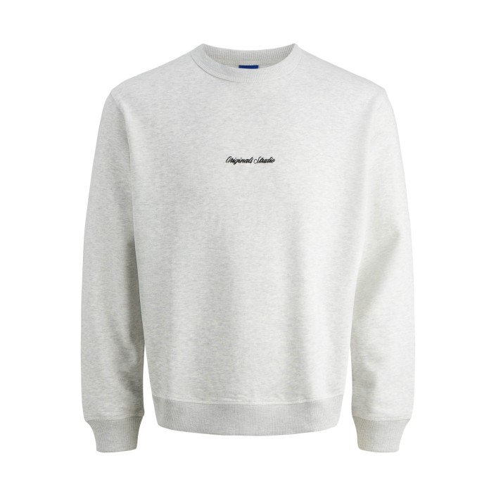 JACK&JONES ORIGINALS JORNORREBRO EMB SWEAT CREW NOOS White Melange | Freewear JORNORREBRO EMB SWEAT CREW NOOS - www.freewear.nl - Freewear