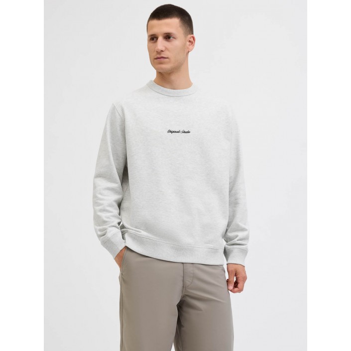 JACK&JONES ORIGINALS JORNORREBRO EMB SWEAT CREW NOOS White Melange | Freewear JORNORREBRO EMB SWEAT CREW NOOS - www.freewear.nl - Freewear