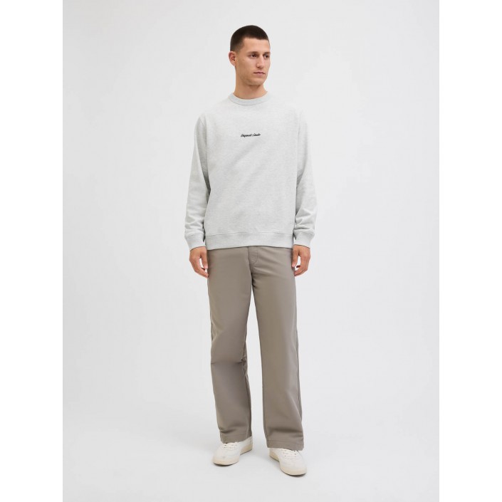 JACK&JONES ORIGINALS JORNORREBRO EMB SWEAT CREW NOOS White Melange | Freewear JORNORREBRO EMB SWEAT CREW NOOS - www.freewear.nl - Freewear