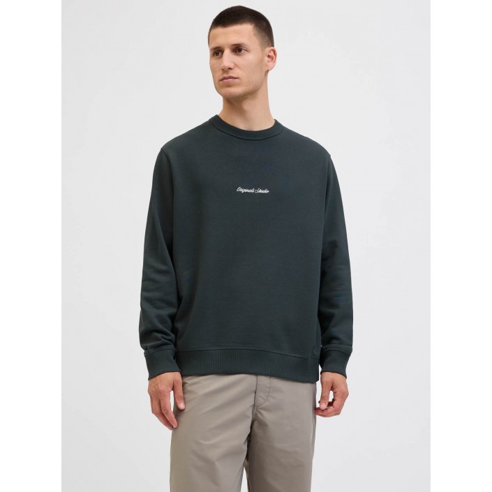 JACK&JONES ORIGINALS JORNORREBRO EMB SWEAT CREW NOOS Forest River | Freewear JORNORREBRO EMB SWEAT CREW NOOS - www.freewear.nl - Freewear