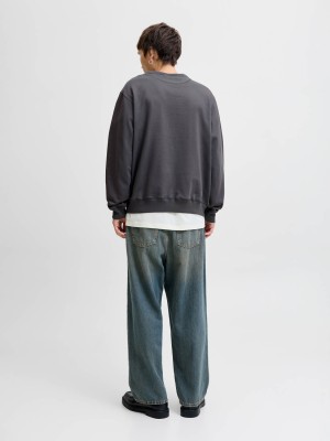 JACK&JONES ORIGINALS JORNORREBRO EMB SWEAT CREW NOOS Asphalt | Freewear JORNORREBRO EMB SWEAT CREW NOOS - www.freewear.nl - Freewear