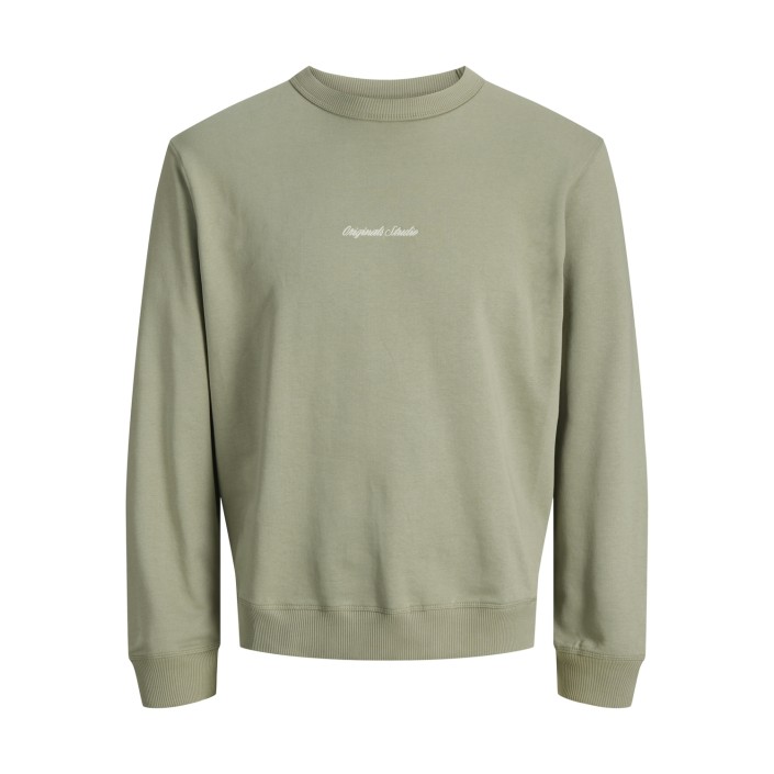 JACK&JONES ORIGINALS JORNORREBRO EMB SWEAT CREW NOOS Seagrass | Freewear JORNORREBRO EMB SWEAT CREW NOOS - www.freewear.nl - Freewear
