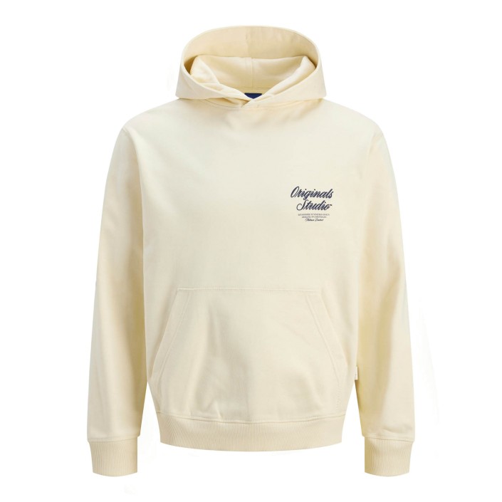 JACK&JONES ORIGINALS JORNORREBRO TYPO BACK SWEAT HOOD SN Antique White | Freewear JORNORREBRO TYPO BACK SWEAT HOOD SN - www.freewear.nl - Freewear