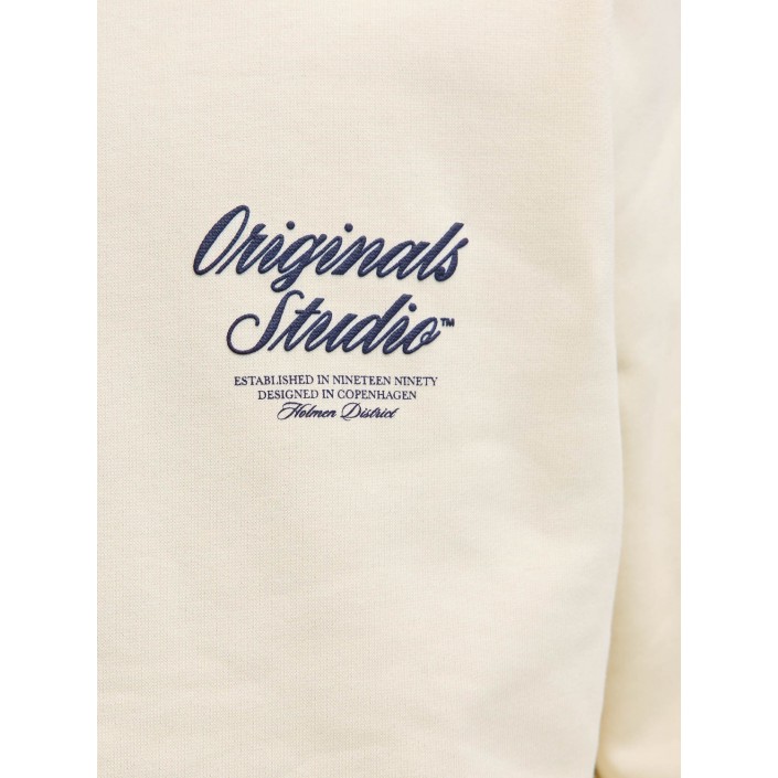 JACK&JONES ORIGINALS JORNORREBRO TYPO BACK SWEAT HOOD SN Antique White | Freewear JORNORREBRO TYPO BACK SWEAT HOOD SN - www.freewear.nl - Freewear