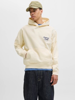 JACK&JONES ORIGINALS JORNORREBRO TYPO BACK SWEAT HOOD SN Antique White | Freewear JORNORREBRO TYPO BACK SWEAT HOOD SN - www.freewear.nl - Freewear