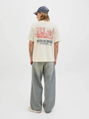 JACK&JONES ORIGINALS JORYORK BACK TEE SS CREW NECK Antique White | Freewear JORYORK BACK TEE SS CREW NECK - www.freewear.nl - Freewear