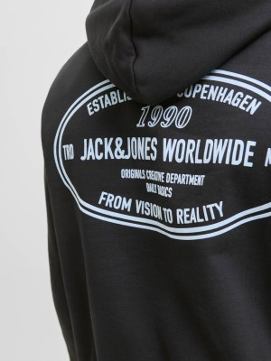 JACK&JONES ORIGINALS JORYORK GRAPHIC SWEAT HOOD Black | Freewear JORYORK GRAPHIC SWEAT HOOD - www.freewear.nl - Freewear