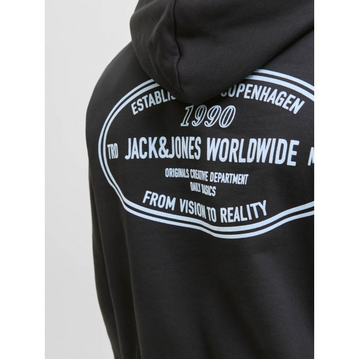 JACK&JONES ORIGINALS JORYORK GRAPHIC SWEAT HOOD Black | Freewear JORYORK GRAPHIC SWEAT HOOD - www.freewear.nl - Freewear