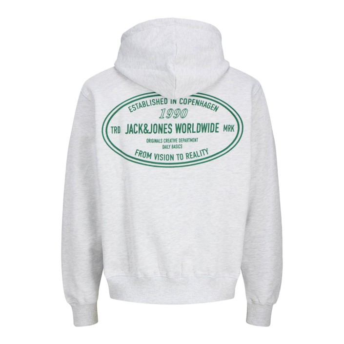 JACK&JONES ORIGINALS JORYORK GRAPHIC SWEAT HOOD Bright White/MELANGE | Freewear JORYORK GRAPHIC SWEAT HOOD - www.freewear.nl - Freewear