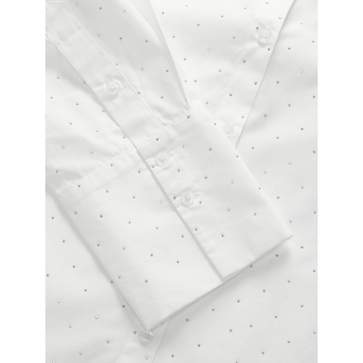 JACK&JONES ORIGINALS JXBELLA RLX SHINE LS SHIRT WVN Blanc de Blanc/SILVER RHINESTONE | Freewear JXBELLA RLX SHINE LS SHIRT WVN - www.freewear.nl - Freewear