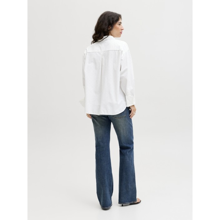 JACK&JONES ORIGINALS JXBELLA RLX SHINE LS SHIRT WVN Blanc de Blanc/SILVER RHINESTONE | Freewear JXBELLA RLX SHINE LS SHIRT WVN - www.freewear.nl - Freewear