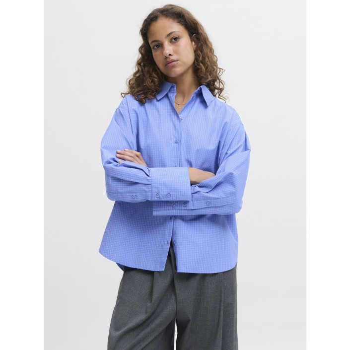 JACK&JONES ORIGINALS JXBELLA RLX SHINE LS SHIRT WVN Ultramarine/SILVER RHINESTONES | Freewear JXBELLA RLX SHINE LS SHIRT WVN - www.freewear.nl - Freewear