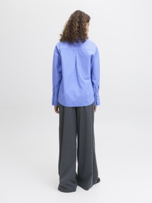 JACK&JONES ORIGINALS JXBELLA RLX SHINE LS SHIRT WVN Ultramarine/SILVER RHINESTONES | Freewear JXBELLA RLX SHINE LS SHIRT WVN - www.freewear.nl - Freewear