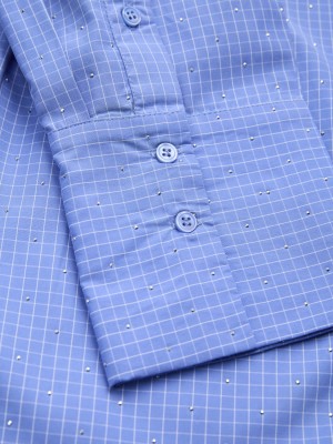 JACK&JONES ORIGINALS JXBELLA RLX SHINE LS SHIRT WVN Ultramarine/SILVER RHINESTONES | Freewear JXBELLA RLX SHINE LS SHIRT WVN - www.freewear.nl - Freewear