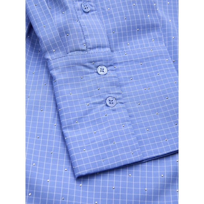 JACK&JONES ORIGINALS JXBELLA RLX SHINE LS SHIRT WVN Ultramarine/SILVER RHINESTONES | Freewear JXBELLA RLX SHINE LS SHIRT WVN - www.freewear.nl - Freewear