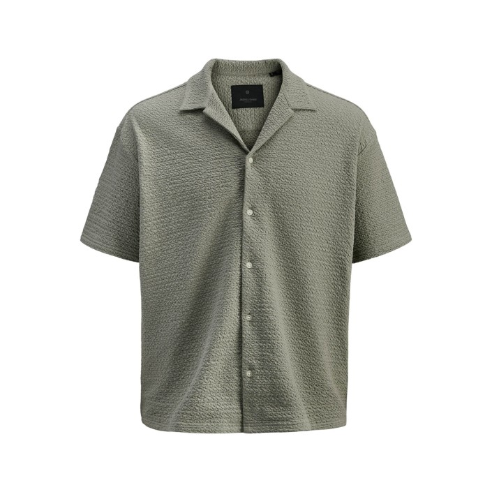 JACK%JONES PREMIUM JPRBLALEO JACQUARD RESORT S/S SHIRT Dried Sage | Freewear JPRBLALEO JACQUARD RESORT S/S SHIRT - www.freewear.nl - Freewear