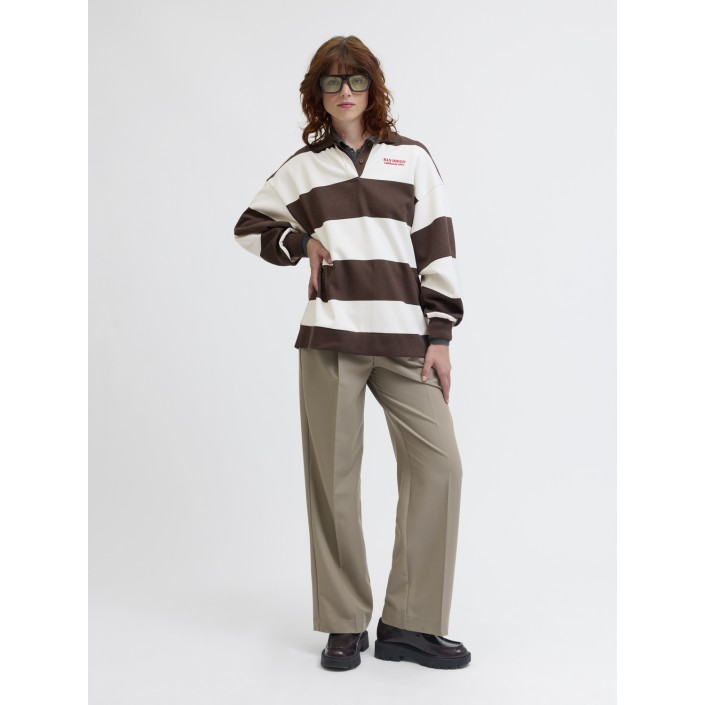 JACK&JONES ORIGINALS JXPALOMA LOOSE LS STRIPE POLO SWT Bracken/Vanilla Ice | Freewear JXPALOMA LOOSE LS STRIPE POLO SWT - www.freewear.nl - Freewear