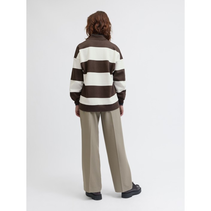 JACK&JONES ORIGINALS JXPALOMA LOOSE LS STRIPE POLO SWT Bracken/Vanilla Ice | Freewear JXPALOMA LOOSE LS STRIPE POLO SWT - www.freewear.nl - Freewear