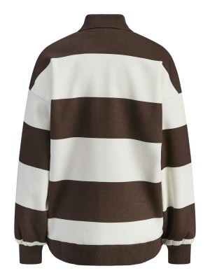 JACK&JONES ORIGINALS JXPALOMA LOOSE LS STRIPE POLO SWT Bracken/Vanilla Ice | Freewear JXPALOMA LOOSE LS STRIPE POLO SWT - www.freewear.nl - Freewear