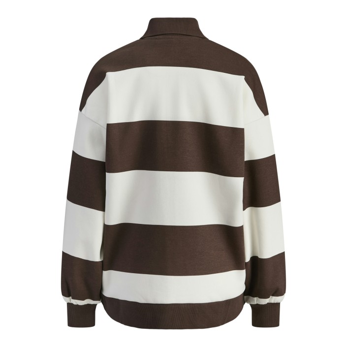 JACK&JONES ORIGINALS JXPALOMA LOOSE LS STRIPE POLO SWT Bracken/Vanilla Ice | Freewear JXPALOMA LOOSE LS STRIPE POLO SWT - www.freewear.nl - Freewear