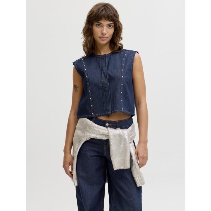 JACK&JONES ORIGINALS JXMAE WAISTCOAT R295 DNM Dark Blue Denim | Freewear JXMAE WAISTCOAT R295 DNM - www.freewear.nl - Freewear