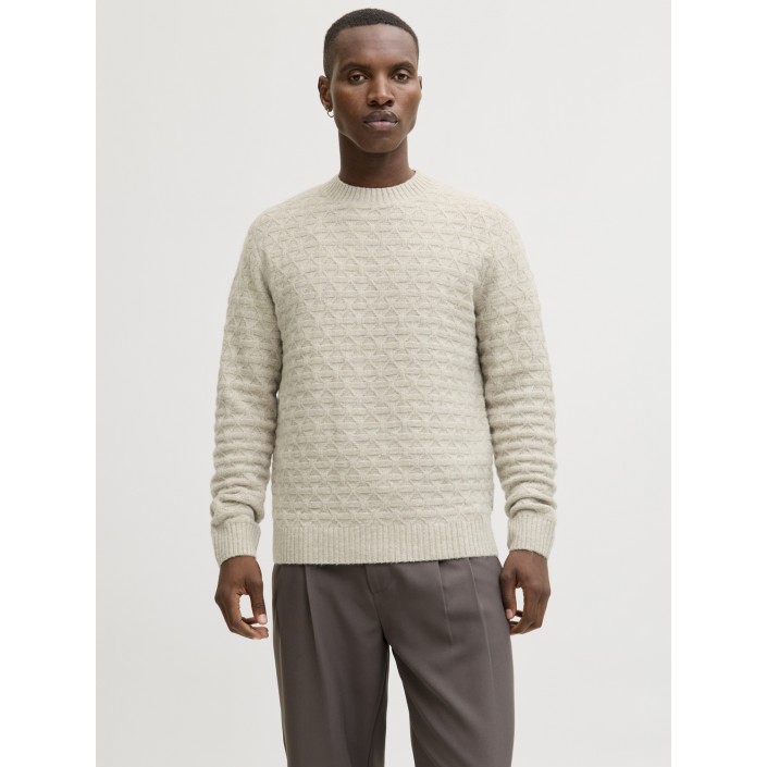 JACK%JONES PREMIUM JPRBLASIMON STRUCTURE KNIT CREW NEC: Silver Lining/Melange | Freewear JPRBLASIMON STRUCTURE KNIT CREW NEC: - www.freewear.nl - Freewear