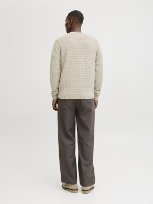 JACK%JONES PREMIUM JPRBLASIMON STRUCTURE KNIT CREW NEC: Silver Lining/Melange | Freewear JPRBLASIMON STRUCTURE KNIT CREW NEC: - www.freewear.nl - Freewear