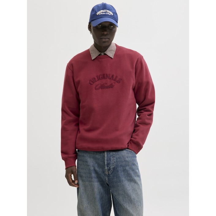 JACK&JONES ORIGINALS JORBLEECKER BRANDING SWEAT CREW BF Tibetan Red/ORG | Freewear JORBLEECKER BRANDING SWEAT CREW BF - www.freewear.nl - Freewear