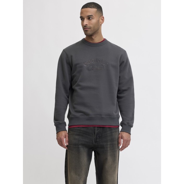 JACK&JONES ORIGINALS JORBLEECKER BRANDING SWEAT CREW BF Asphalt/ORG | Freewear JORBLEECKER BRANDING SWEAT CREW BF - www.freewear.nl - Freewear