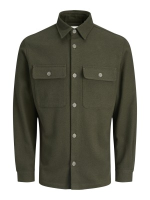 JACK%JONES PREMIUM JPRRAYLE MELANGE SOLID L/S OVERSHIR: Peat | Freewear JPRRAYLE MELANGE SOLID L/S OVERSHIR: - www.freewear.nl - Freewear