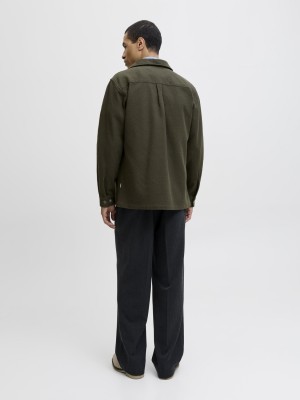 JACK%JONES PREMIUM JPRRAYLE MELANGE SOLID L/S OVERSHIR: Peat | Freewear JPRRAYLE MELANGE SOLID L/S OVERSHIR: - www.freewear.nl - Freewear
