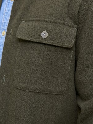 JACK%JONES PREMIUM JPRRAYLE MELANGE SOLID L/S OVERSHIR: Peat | Freewear JPRRAYLE MELANGE SOLID L/S OVERSHIR: - www.freewear.nl - Freewear