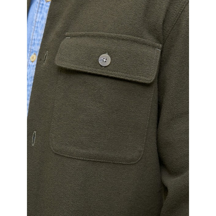 JACK%JONES PREMIUM JPRRAYLE MELANGE SOLID L/S OVERSHIR: Peat | Freewear JPRRAYLE MELANGE SOLID L/S OVERSHIR: - www.freewear.nl - Freewear