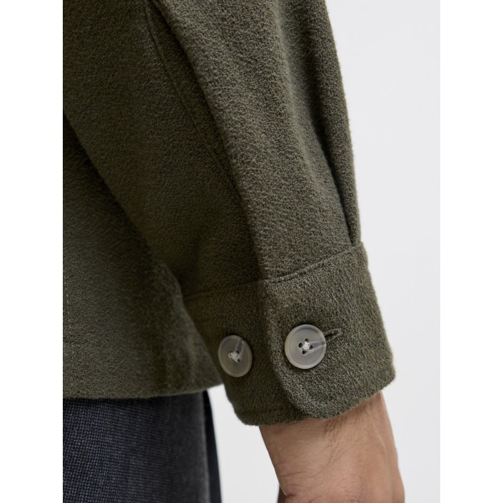 JACK%JONES PREMIUM JPRRAYLE MELANGE SOLID L/S OVERSHIR: Peat | Freewear JPRRAYLE MELANGE SOLID L/S OVERSHIR: - www.freewear.nl - Freewear