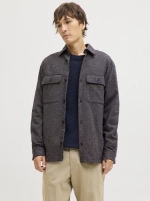 JACK%JONES PREMIUM JPRRAYLE MELANGE SOLID L/S OVERSHIR: Black | Freewear JPRRAYLE MELANGE SOLID L/S OVERSHIR: - www.freewear.nl - Freewear