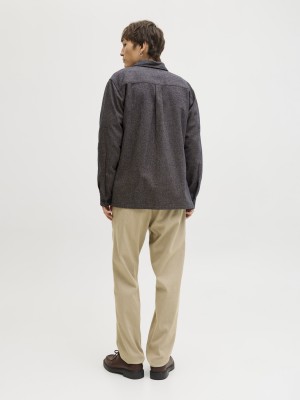 JACK%JONES PREMIUM JPRRAYLE MELANGE SOLID L/S OVERSHIR: Black | Freewear JPRRAYLE MELANGE SOLID L/S OVERSHIR: - www.freewear.nl - Freewear