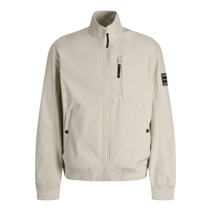 Jack & Jones:JACK&JONES ESSENTIALS JJEPARKER SOFTSHELL BOMBER SN Moonbeam | Freewear JJEPARKER SOFTSHELL BOMBER SN - www.freewear.nl - Freewear