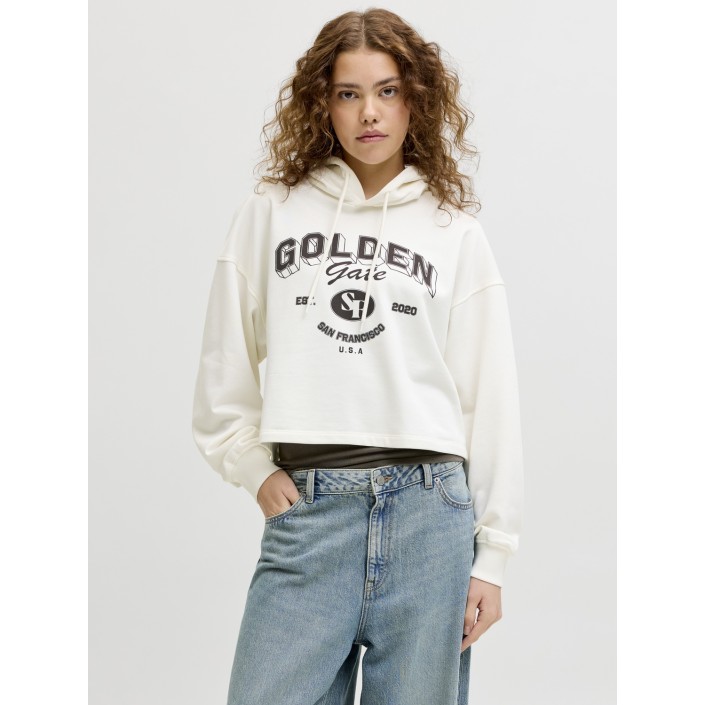 JACK&JONES ORIGINALS JXMERLE RLX SHORT HOOD SWT Vanilla Ice/GOLDEN GATE | Freewear JXMERLE RLX SHORT HOOD SWT - www.freewear.nl - Freewear