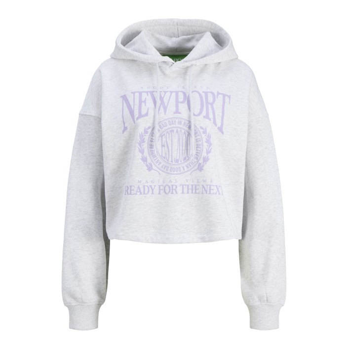 JACK&JONES ORIGINALS JXMERLE RLX SHORT HOOD SWT White Melange/NEWPORT | Freewear JXMERLE RLX SHORT HOOD SWT - www.freewear.nl - Freewear