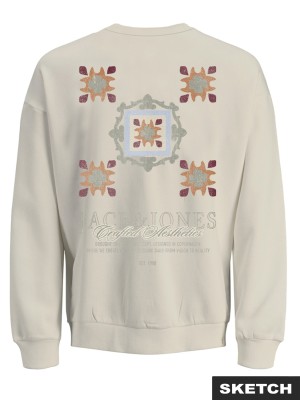 jack en jones boys JORBLEECKER AOP BOX SWEAT CREW NECK: Antique White | Freewear JORBLEECKER AOP BOX SWEAT CREW NECK: - www.freewear.nl - Freewear