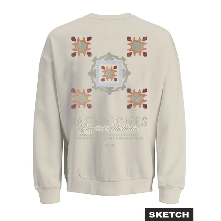 jack en jones boys JORBLEECKER AOP BOX SWEAT CREW NECK: Antique White | Freewear JORBLEECKER AOP BOX SWEAT CREW NECK: - www.freewear.nl - Freewear
