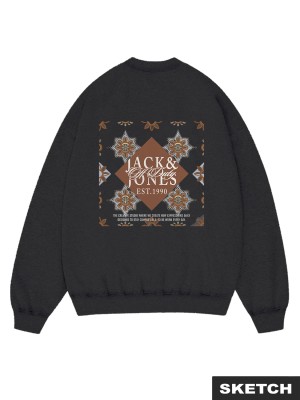 jack en jones boys JORBLEECKER AOP BOX SWEAT CREW NECK: Black | Freewear JORBLEECKER AOP BOX SWEAT CREW NECK: - www.freewear.nl - Freewear
