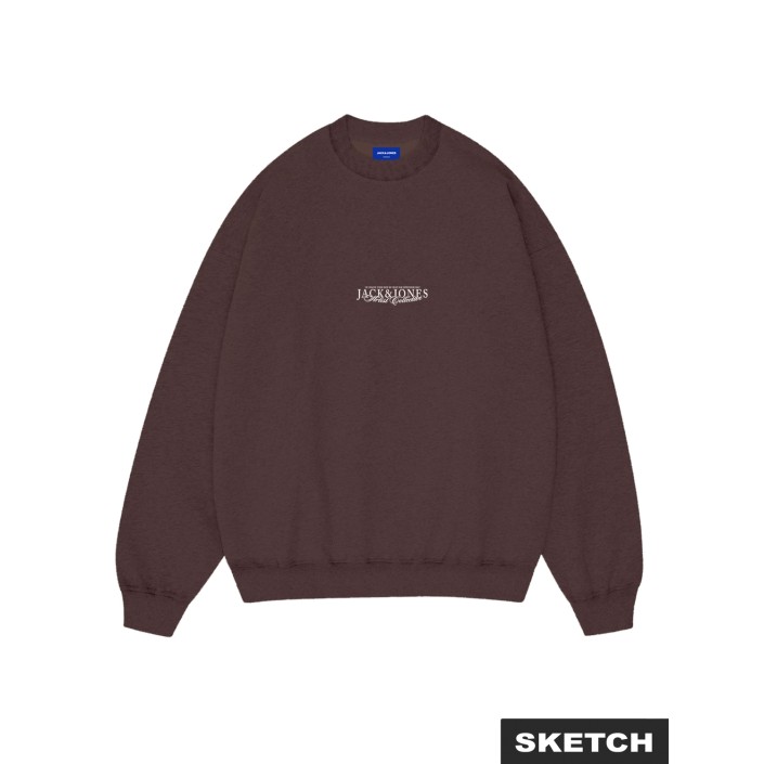 JACK&JONES ORIGINALS JORBLEECKER AOP BOX SWEAT CREW NECK Deep Mahogany | Freewear JORBLEECKER AOP BOX SWEAT CREW NECK - www.freewear.nl - Freewear