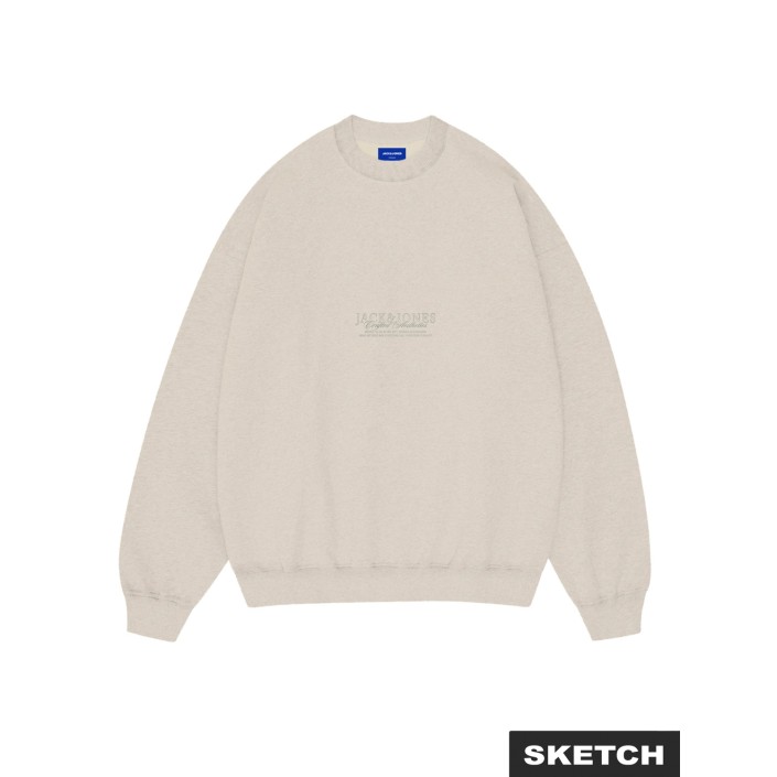 JACK&JONES ORIGINALS JORBLEECKER AOP BOX SWEAT CREW NECK Antique White | Freewear JORBLEECKER AOP BOX SWEAT CREW NECK - www.freewear.nl - Freewear