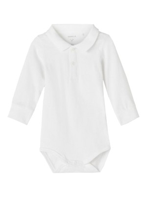 Name It NBMHOLGER LS POLO BODY NOOS Bright White | Freewear NBMHOLGER LS POLO BODY NOOS - www.freewear.nl - Freewear