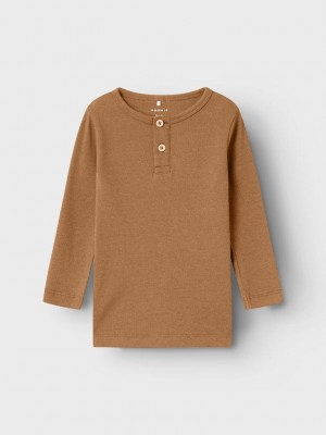 NAME IT MINI NMMKAB LS SLIM TOP Almond | Freewear NMMKAB LS SLIM TOP - www.freewear.nl - Freewear