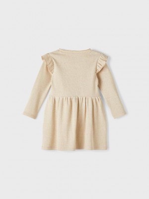 NAME IT MINI NMFSICLO LS DRESS Gilded Beige | Freewear NMFSICLO LS DRESS - www.freewear.nl - Freewear