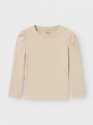 NAME IT MINI NMFSICLO LS TOP Gilded Beige | Freewear NMFSICLO LS TOP - www.freewear.nl - Freewear