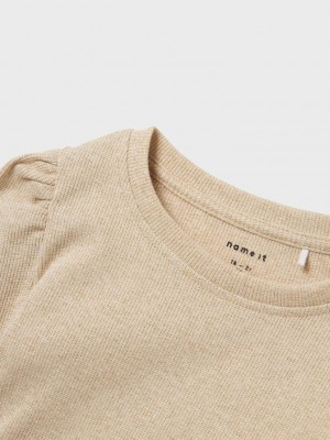 NAME IT MINI NMFSICLO LS TOP Gilded Beige | Freewear NMFSICLO LS TOP - www.freewear.nl - Freewear