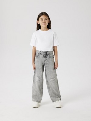 NAME IT KIDS NKFROSE HW WIDE JEANS 1411-TE NOOS Light Grey Denim | Freewear NKFROSE HW WIDE JEANS 1411-TE NOOS - www.freewear.nl - Freewear